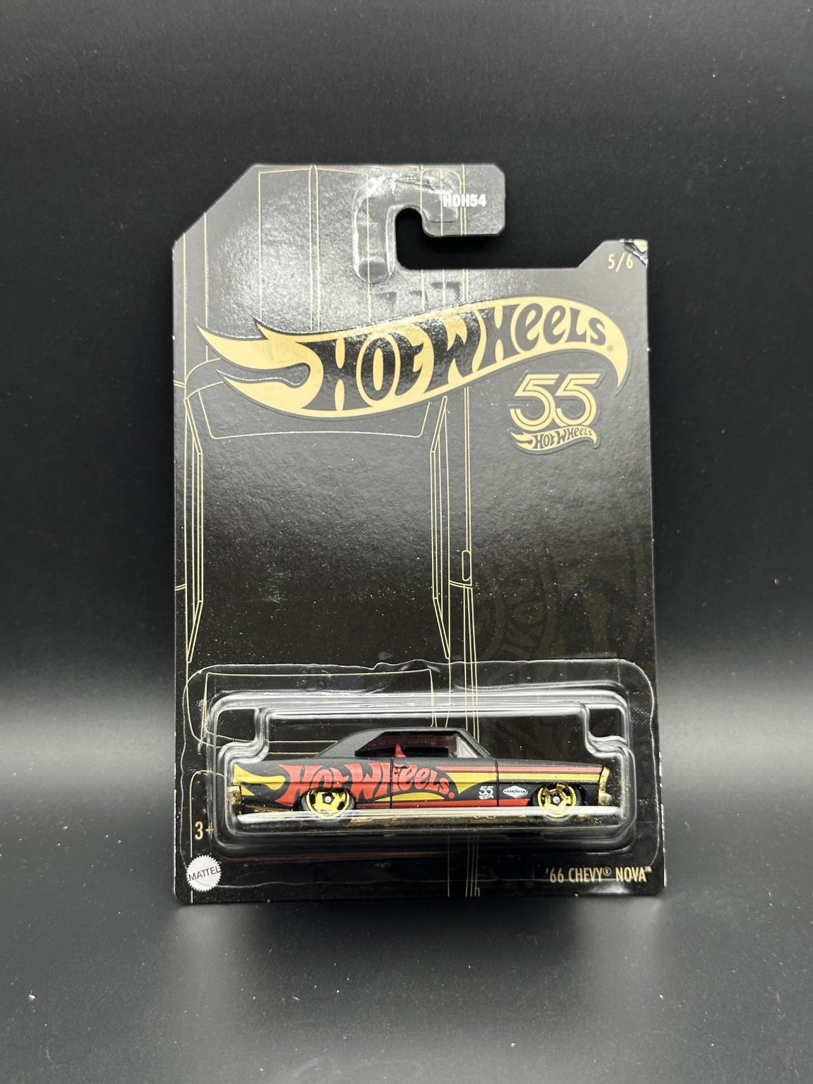 HOT WHEELS - 66 CHEVY NOVA (2023) - 55th ANNIVERSARY BLACK & YELLOW 5/6