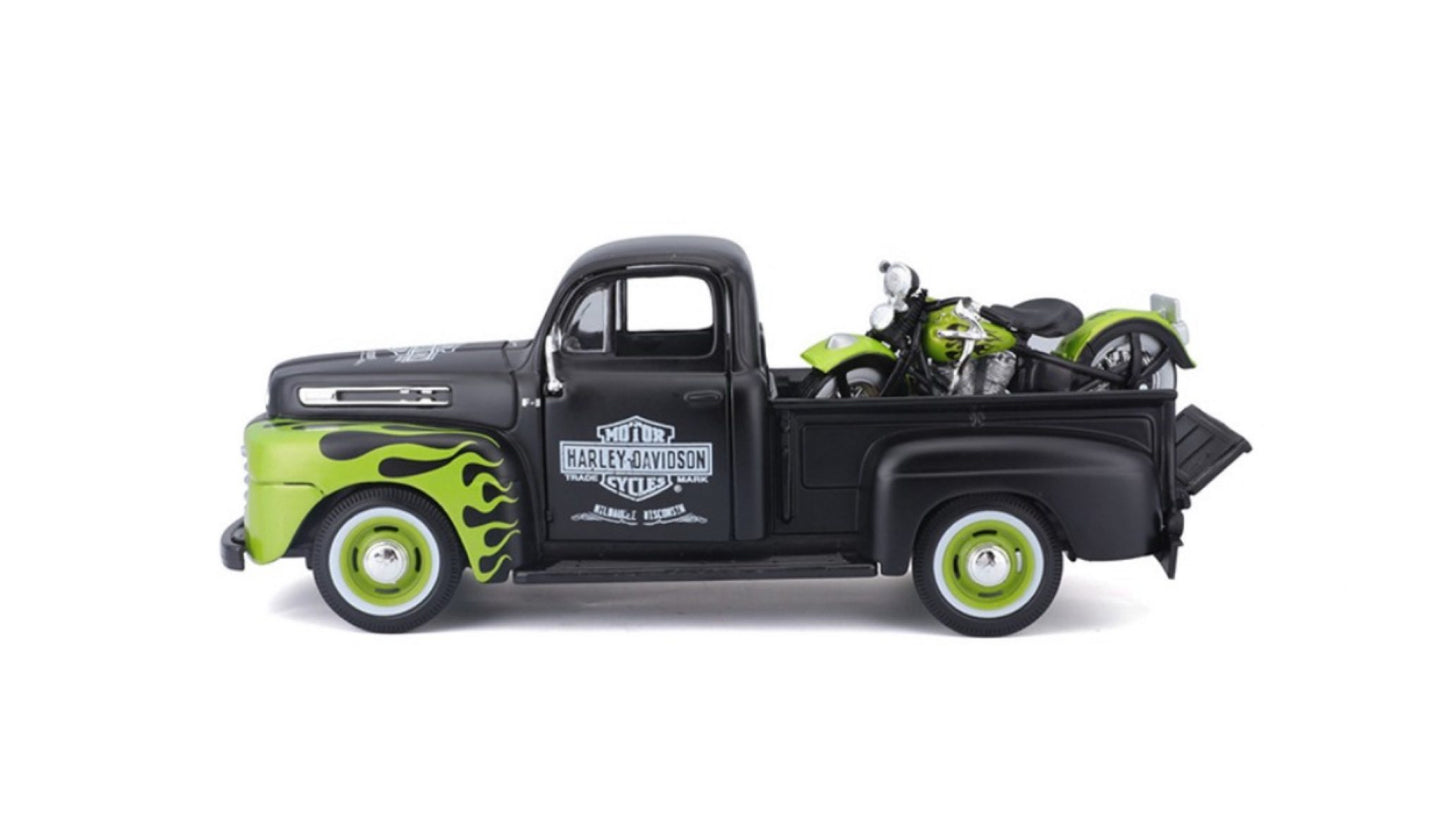 MAISTO - 1948 FORD F1 PICKUP - 1948 FL PANHEAD - HARLEY DAVIDSON - 1:24 SCALE