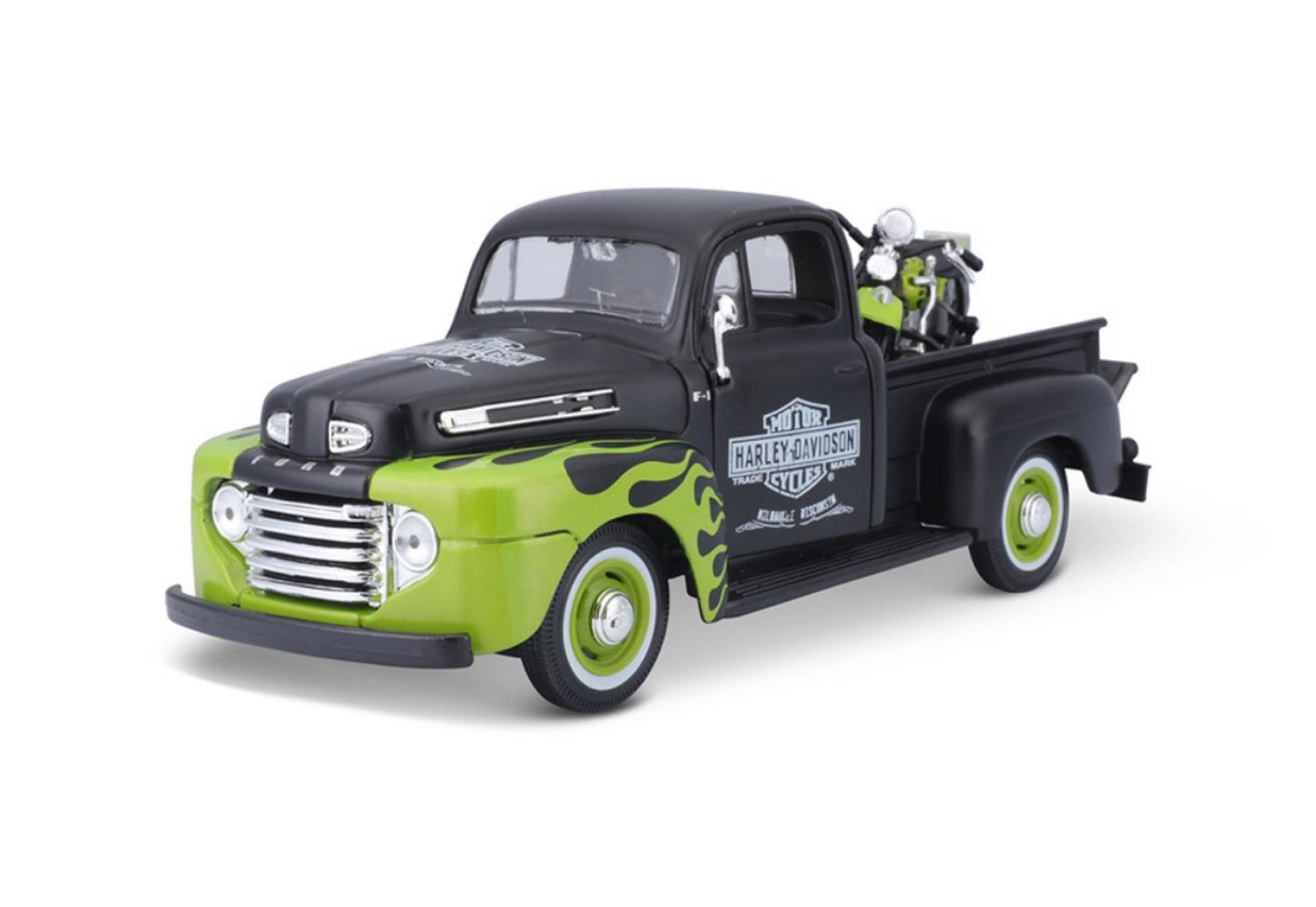 MAISTO - 1948 FORD F1 PICKUP - 1948 FL PANHEAD - HARLEY DAVIDSON - 1:24 SCALE