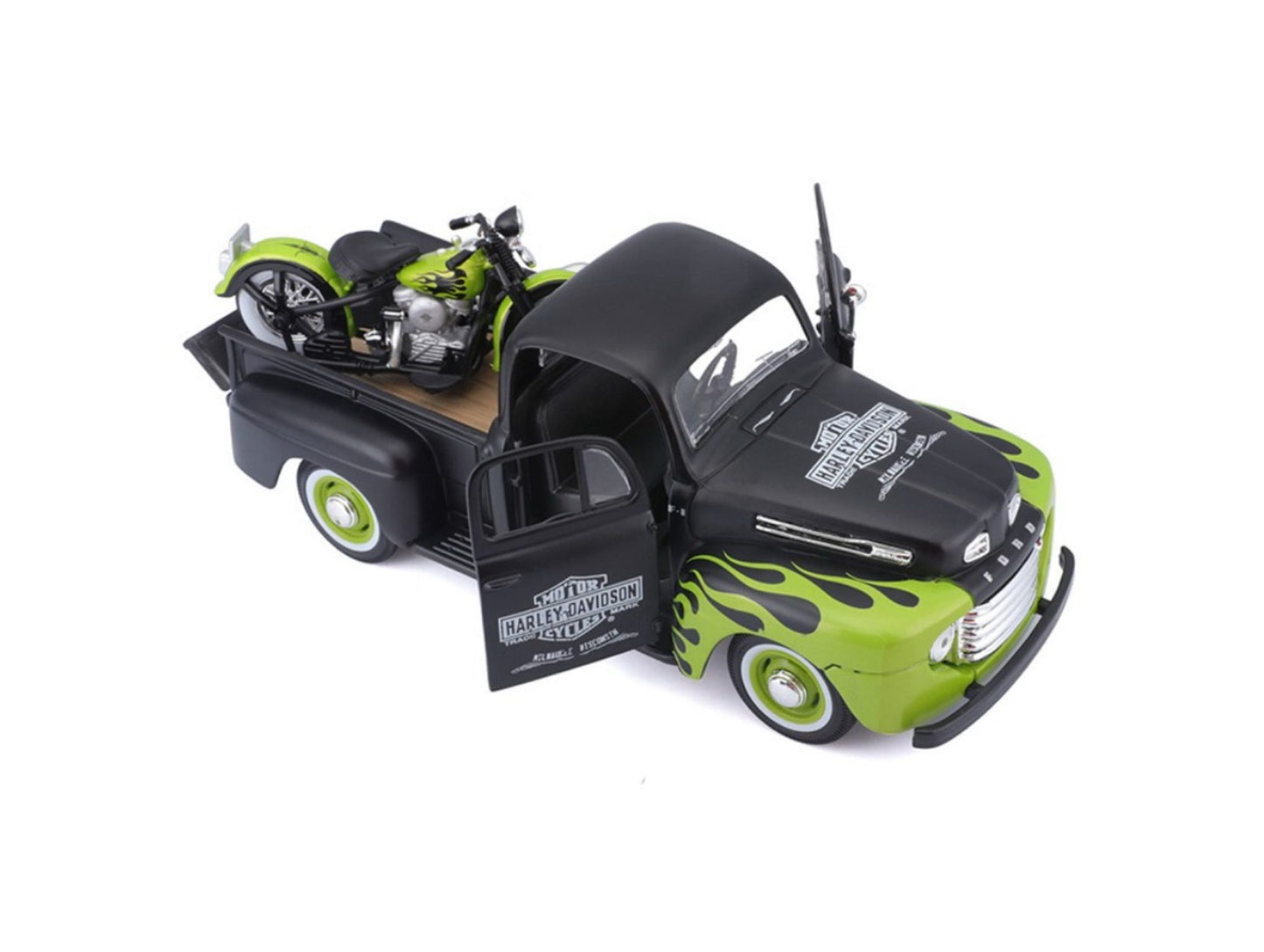 MAISTO - 1948 FORD F1 PICKUP - 1948 FL PANHEAD - HARLEY DAVIDSON - 1:24 SCALE
