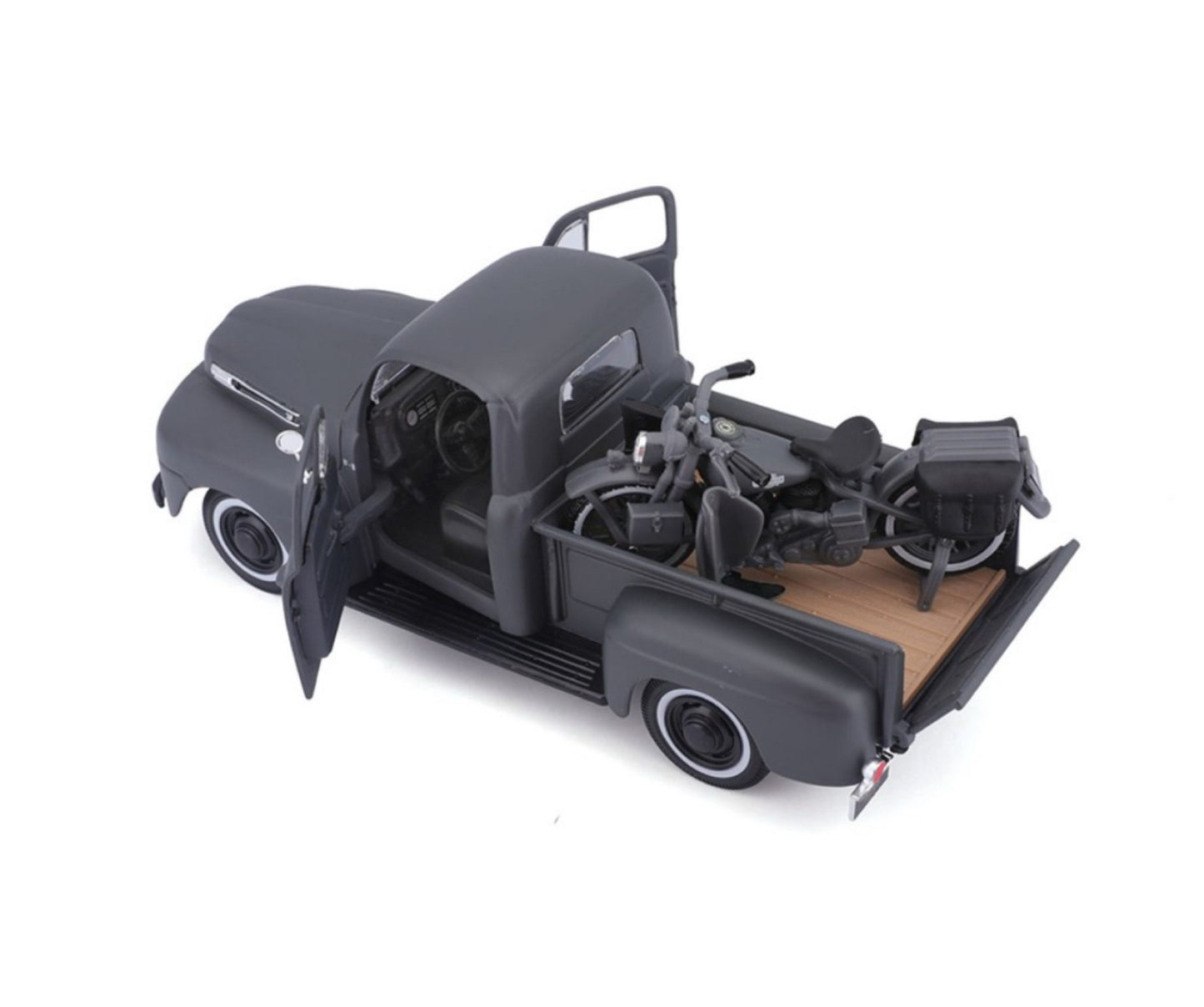 MAISTO - 1948 FORD F1 PICKUP - 1942 WLA FLATHEAD - HARLEY DAVIDSON - 1:24 SCALE