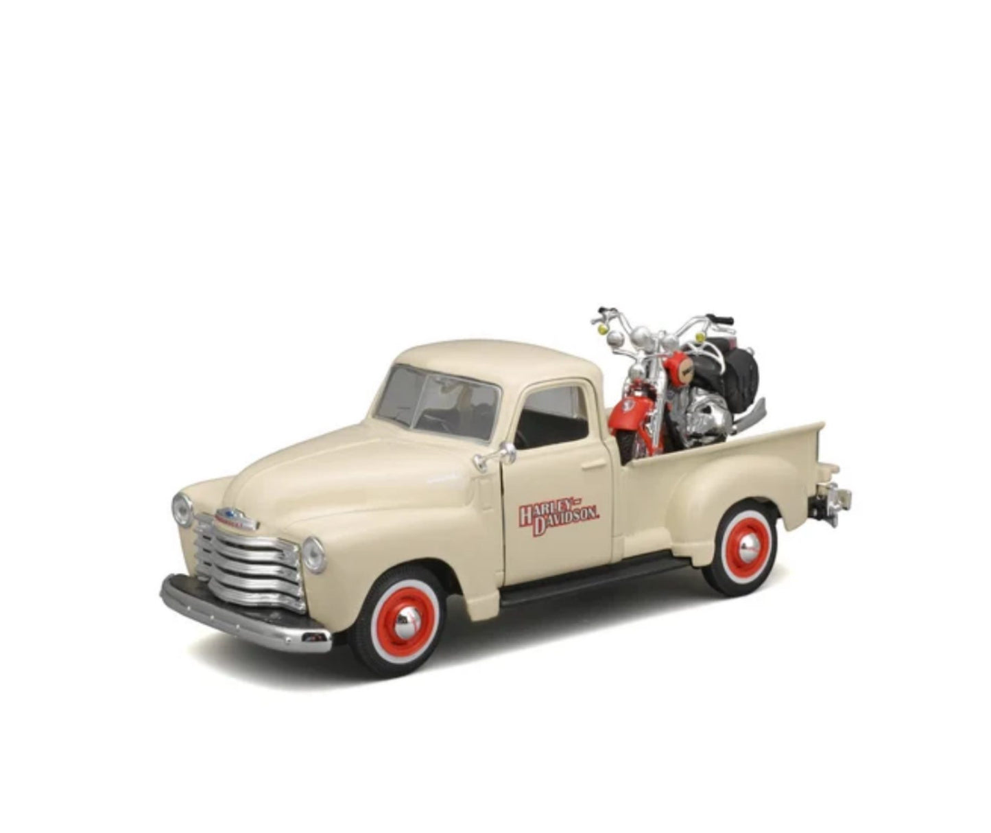 MAISTO - 1950 CHEVROLET 3100 PICKUP - 2001 FLSTS HERITAGE SPRINGER - HARLEY DAVIDSON - 1:24 SCALE