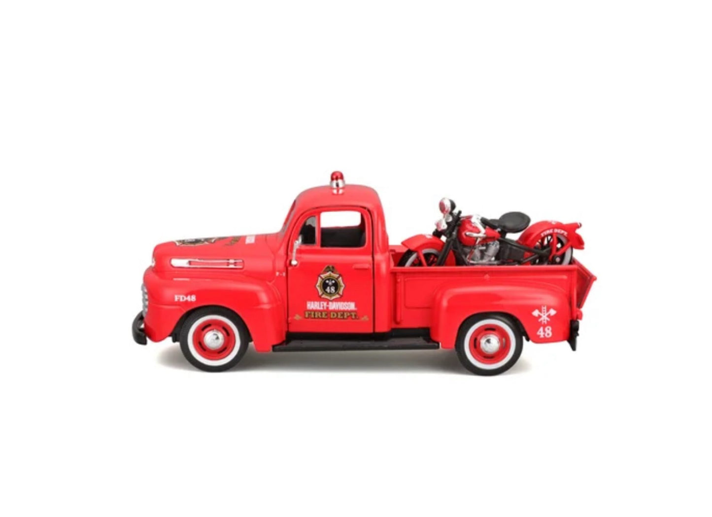 MAISTO - 1948 FORD F1 PICKUP - 1936 EL KNUCKLEHEAD - HARLEY DAVIDSON - 1:24 SCALE