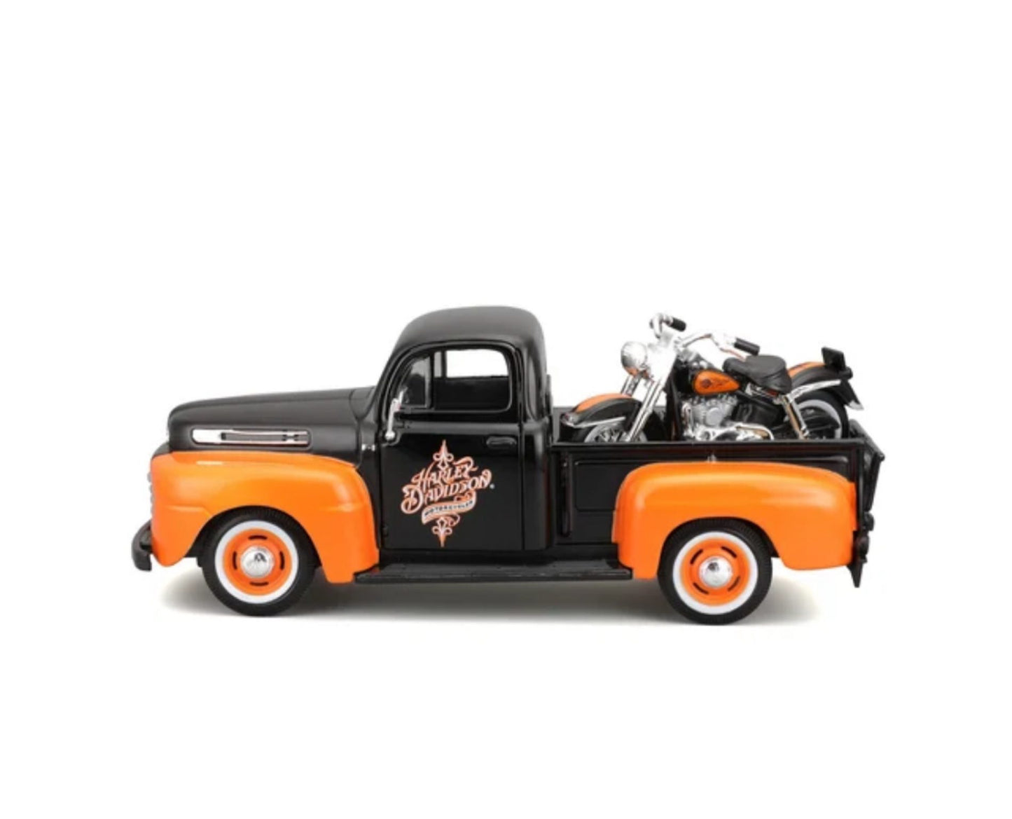 MAISTO - 1948 FORD F1 PICKUP - 1958 FLH DUO GLIDE - HARLEY DAVIDSON - 1:24 SCALE