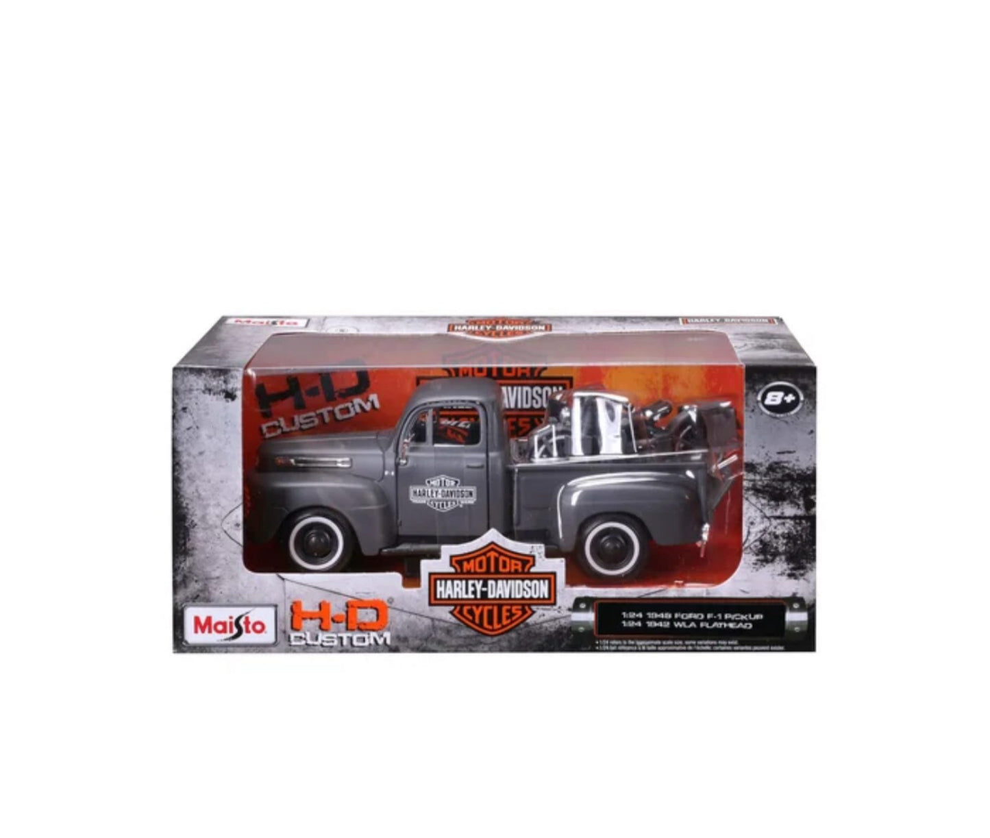 MAISTO - 1948 FORD F1 PICKUP - 1942 WLA FLATHEAD - HARLEY DAVIDSON - 1:24 SCALE