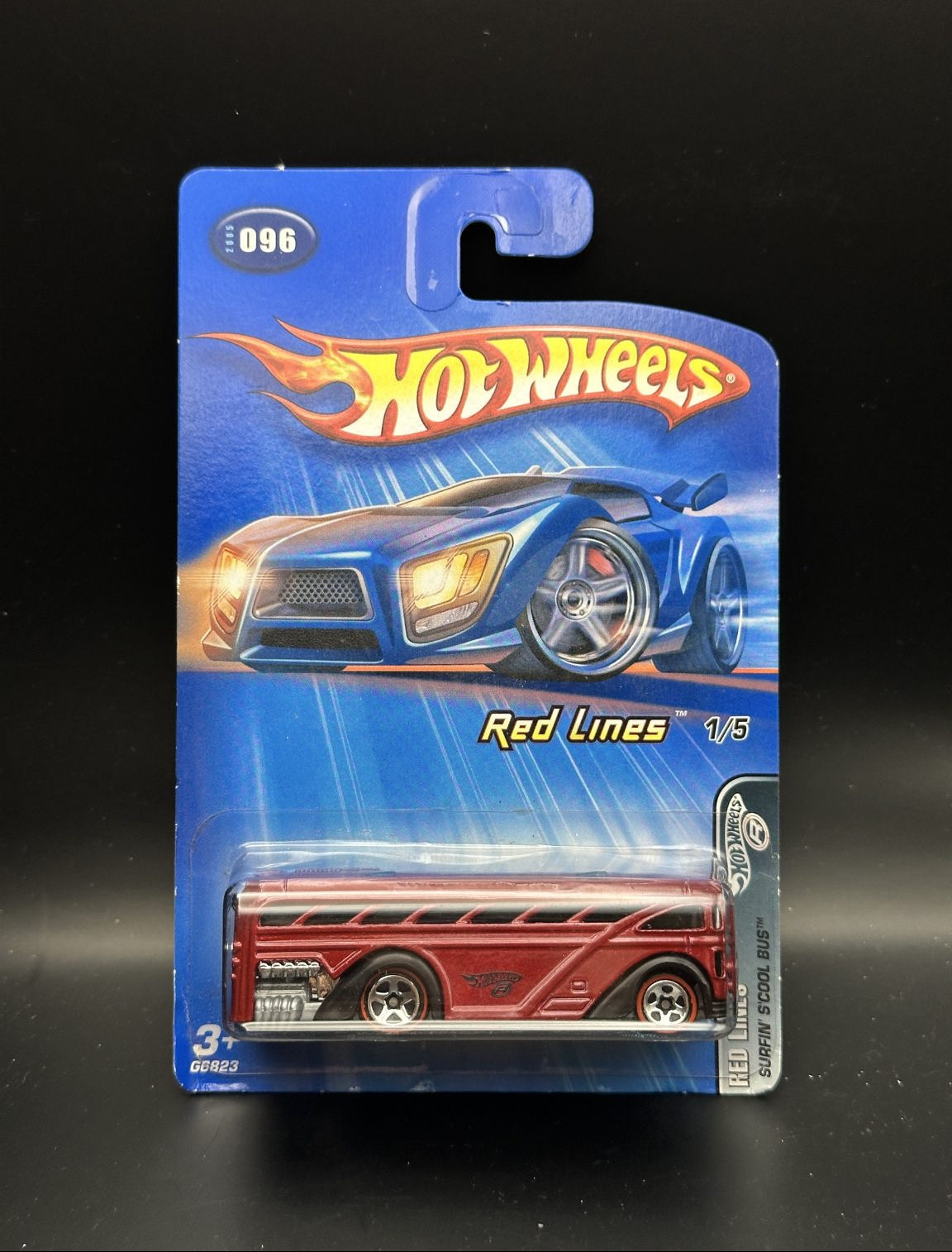 HOT WHEELS SURFIN SCHOOL BUS (2005) HW RED LINES 1/5