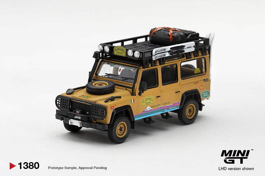 PRE-ORDER DEADLINE: SEPTEMBER 23 - MINI GT - LAND ROVER DEFENDER 110 - 1998 CAMEL TROPHY - APRIL 2027 - STANDARD BOX