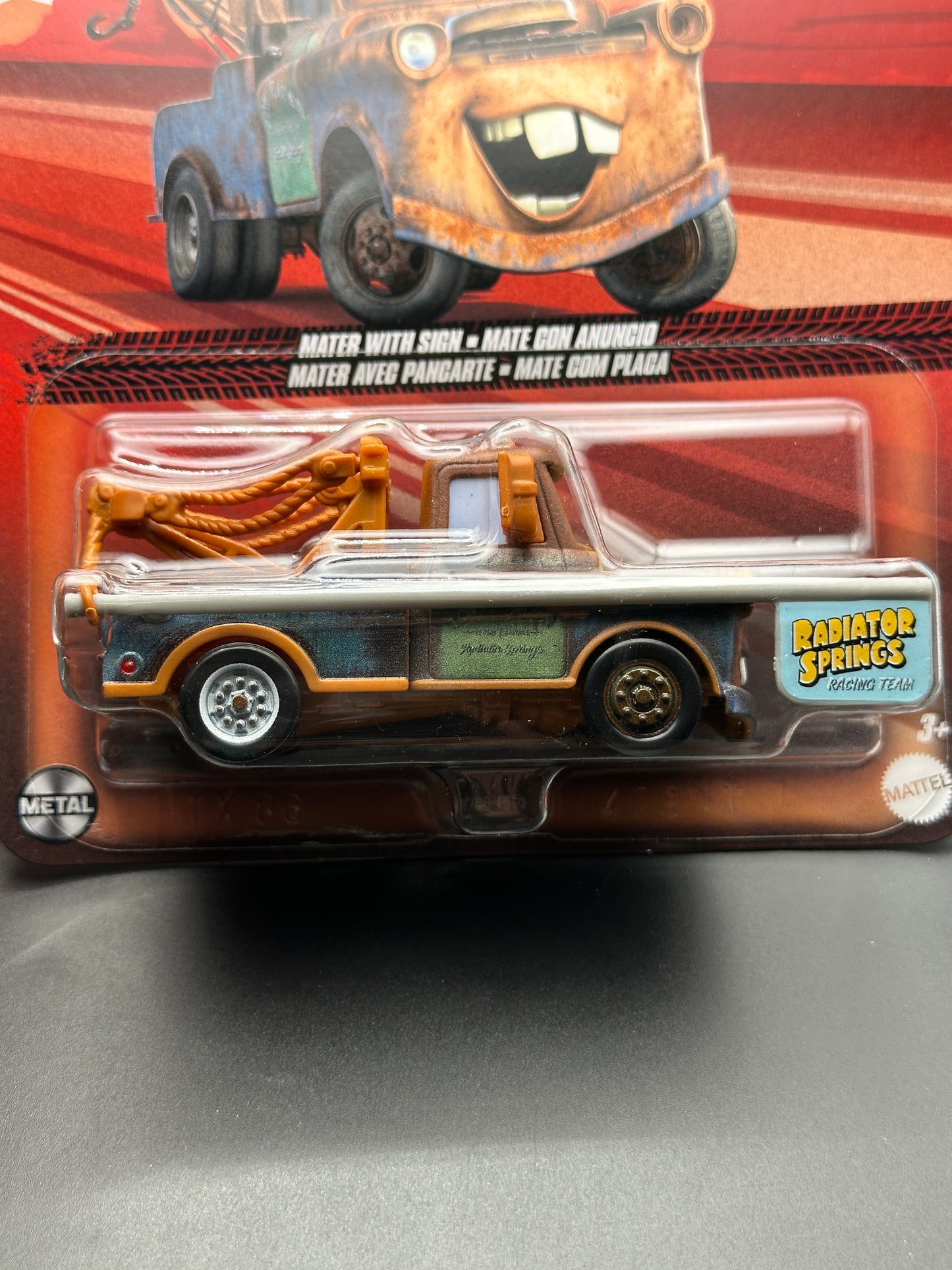 DISNEY PIXAR CARS - MATER WITH SIGN - CARS - DIECAST