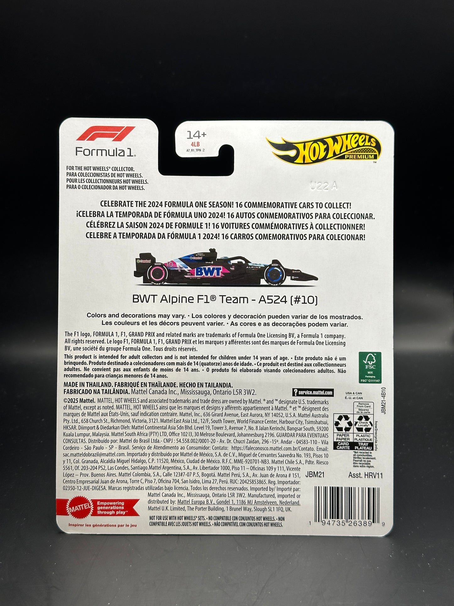 HOT WHEELS - PIERRE GASLY BWT ALPINE F1 TEAM A524 #10 (2025) - FORMULA 1 SERIES