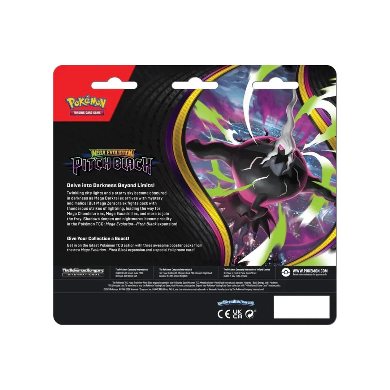 POKEMON TCG - PITCH BLACK 3 PACK BOOSTER - POKEMON MEGA EVOLUTION