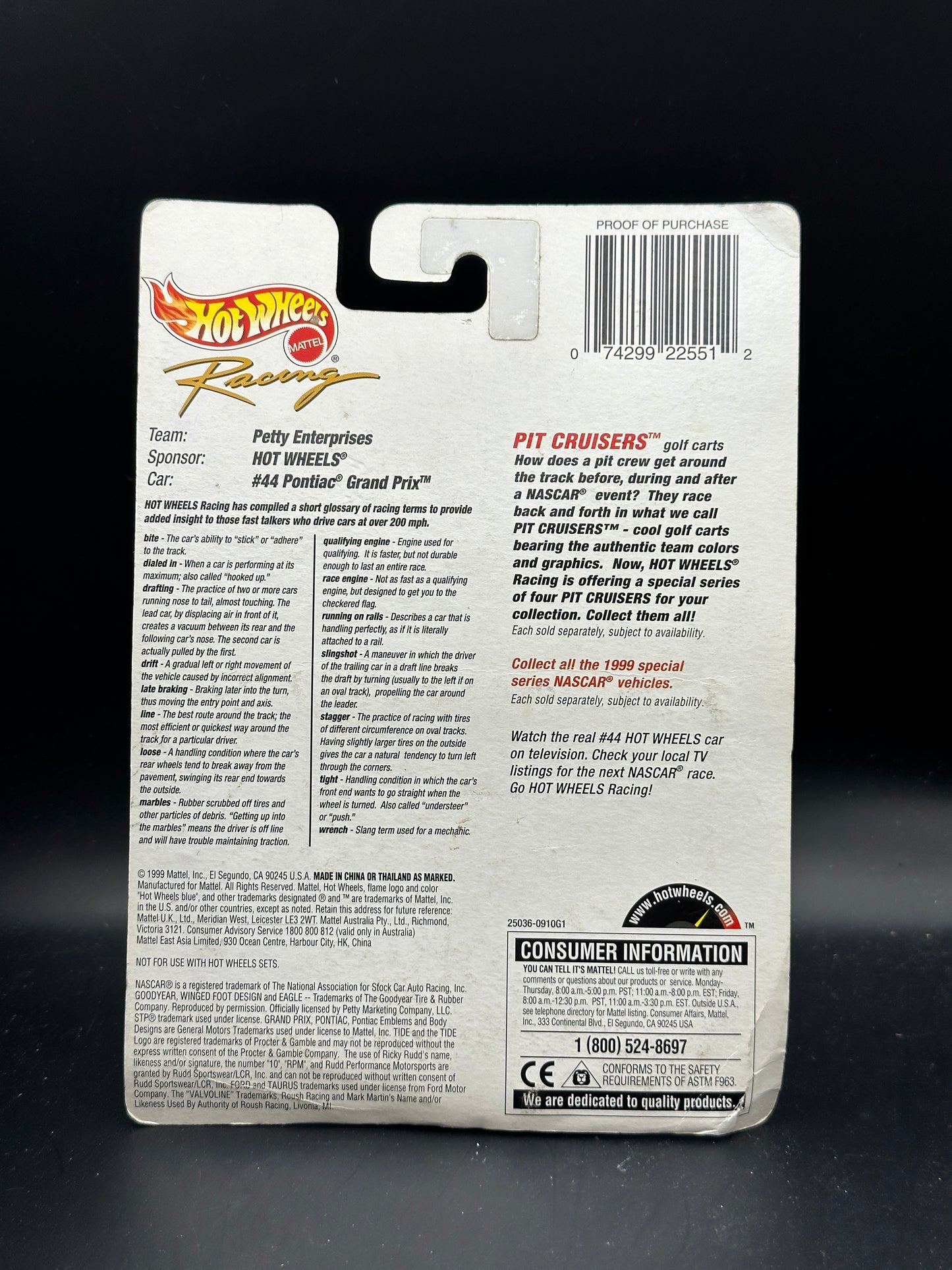 HOT WHEELS - #44 PONTIAC GRAND PRIX (1999) - PIT CRUISERS EDITION