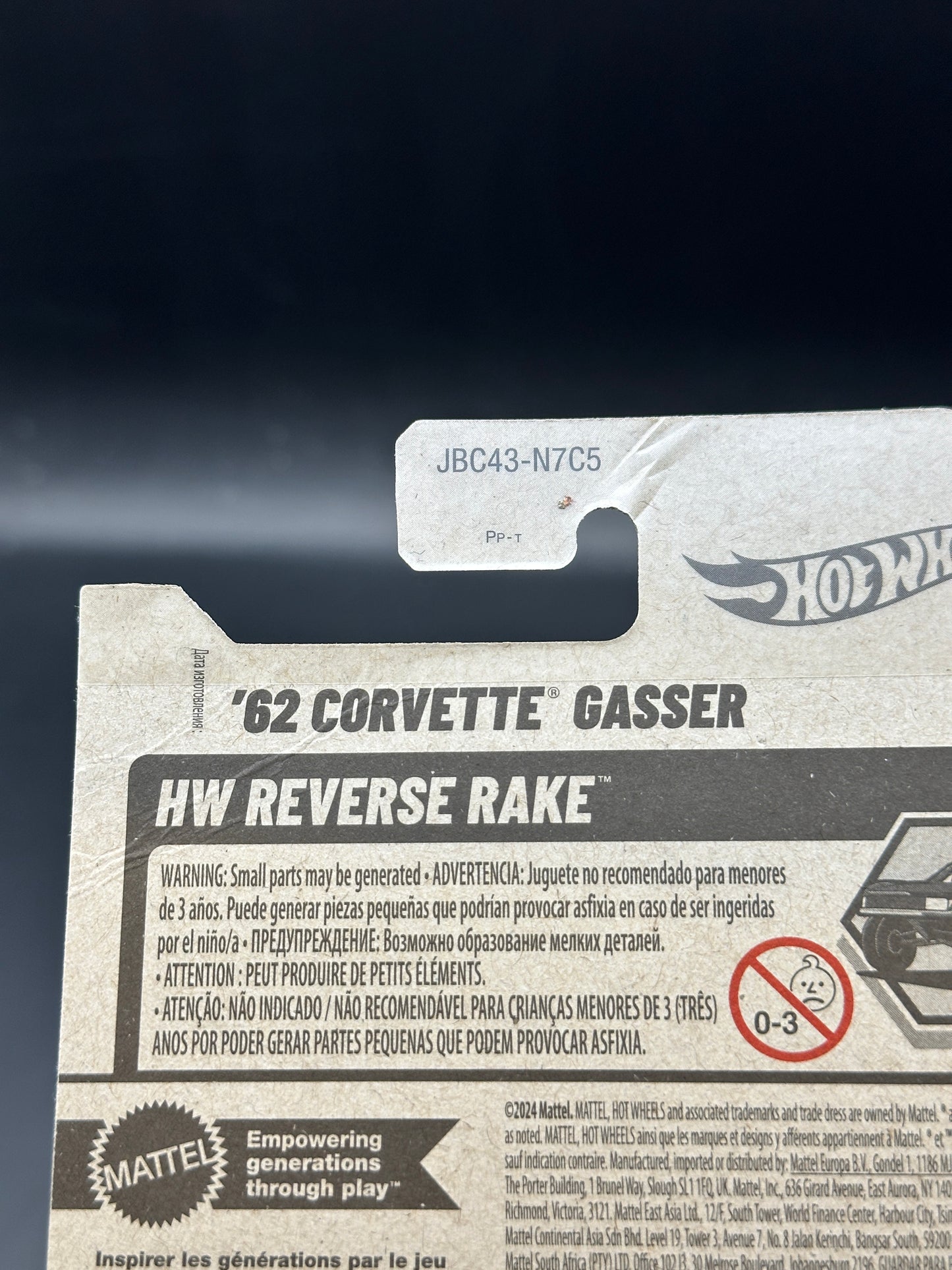 HOT WHEELS - 62 CORVETTE GASSER (2025) - HW REVERSE RAKE 4/5 - SUPER TREASURE HUNT - DAMAGED CARD