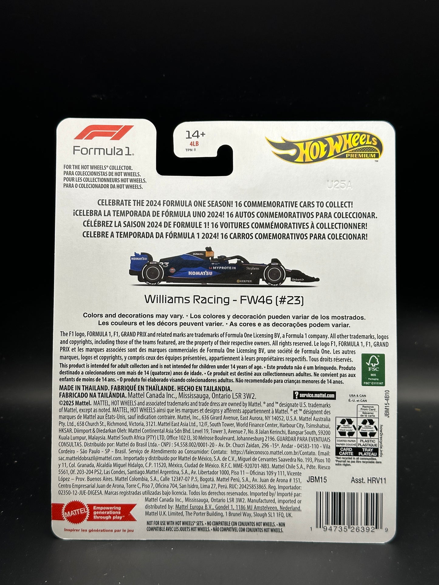 HOT WHEELS - ALEX ALBON WILLIAM RACING FW46 #23 (2025) - FORMULA 1 SERIES