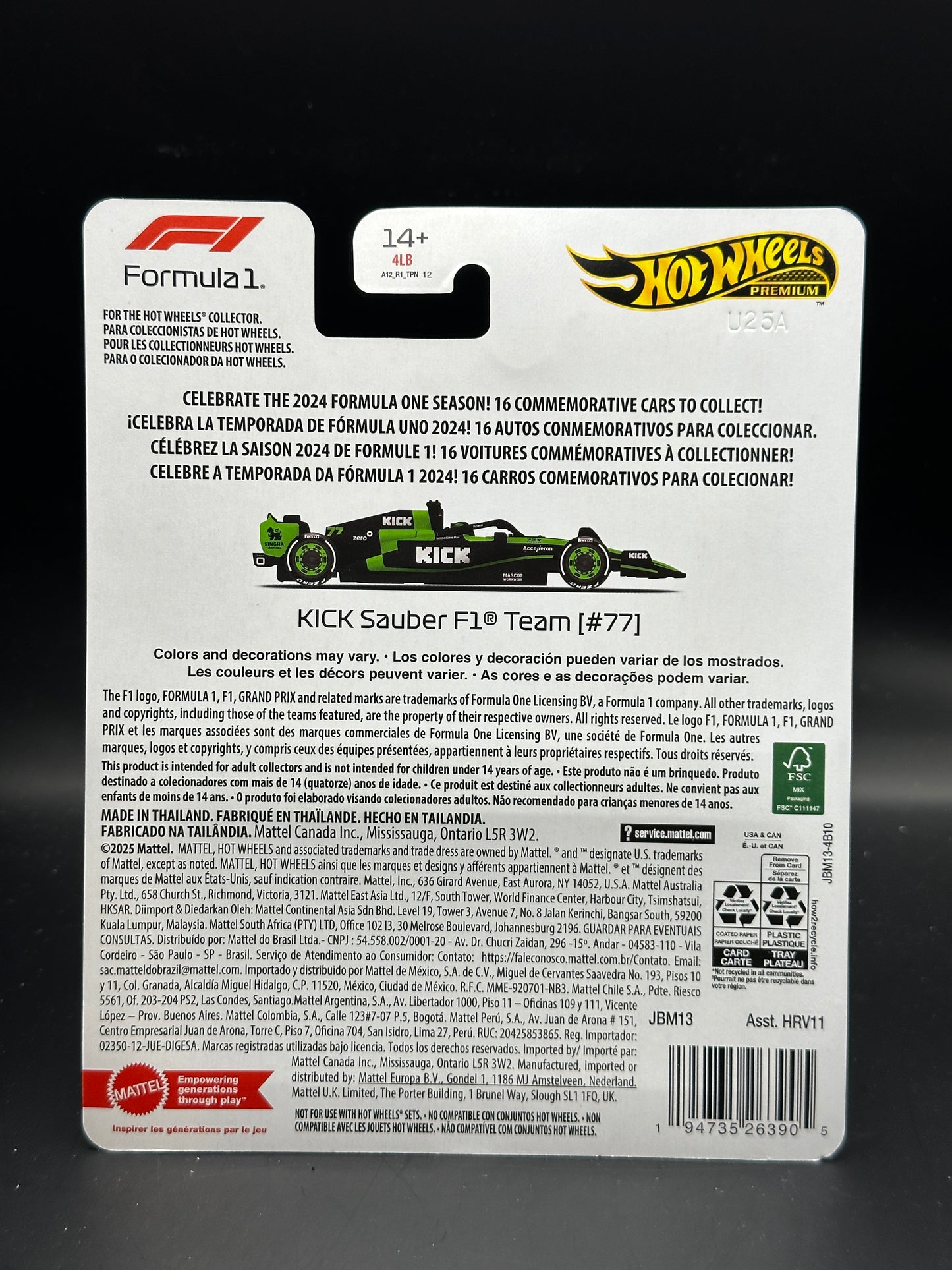 HOT WHEELS - VALTTERI BOTTAS KICK SAUBER F1 TEAM #77 (2025) - FORMULA 1 SERIES