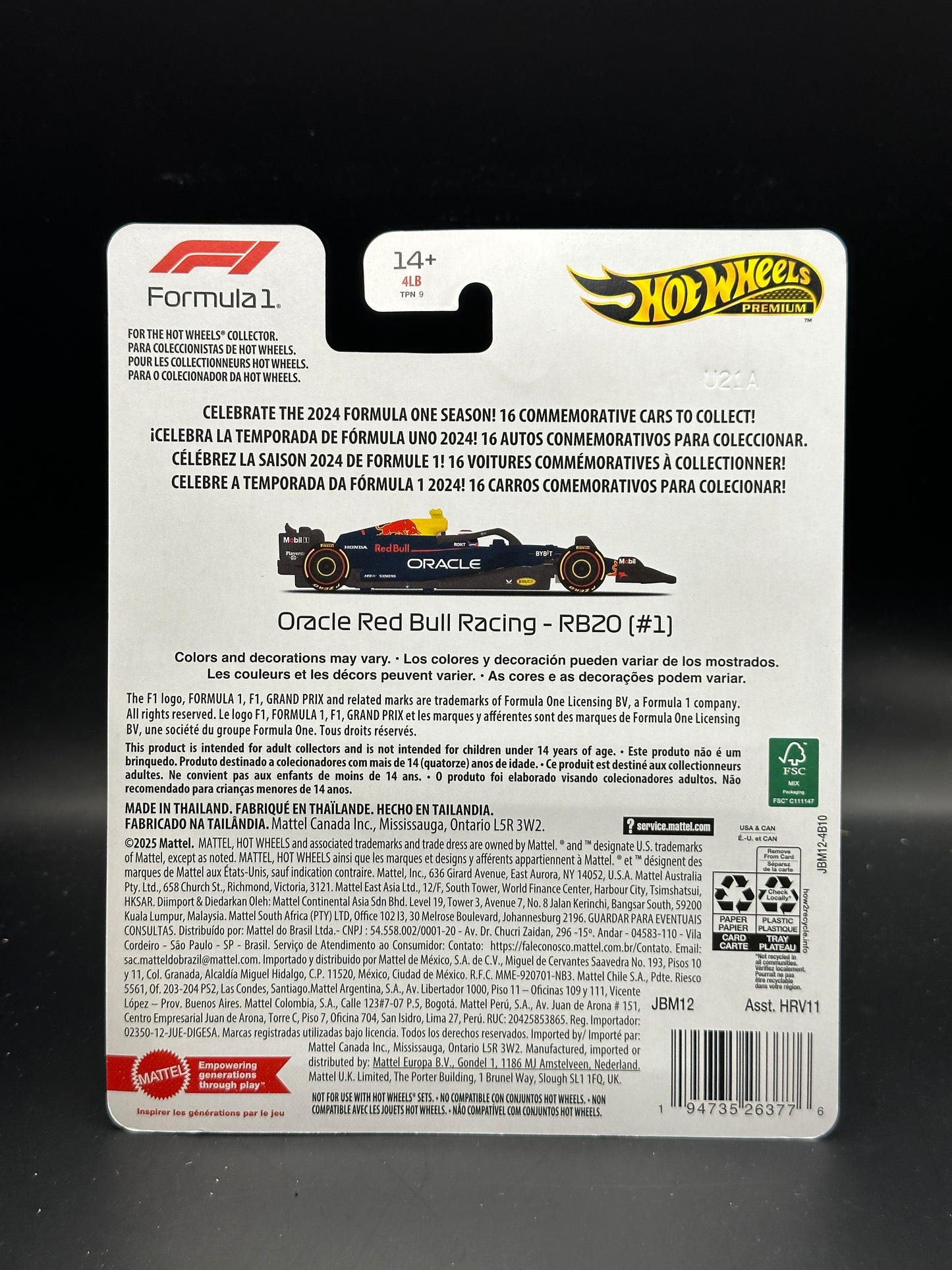 HOT WHEELS - MAX VERSTAPPEN ORACLE RED BULL RACING RB20 #1 (2025) - FORMULA 1 SERIES