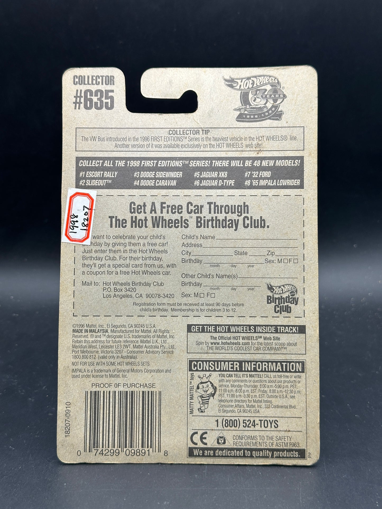 HOT WHEELS - 65 IMPALA LOWRIDER (1998) - 1998 FIRST EDITIONS 8/48