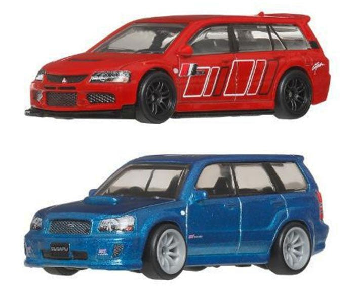 HOT WHEELS - 2005 MITSUBISHI LANCER EVOLUTION IX WAGON - 2004 SUBARU WRX STI (2026) - 2 PACK - PREMIUM / CAR CULTURE