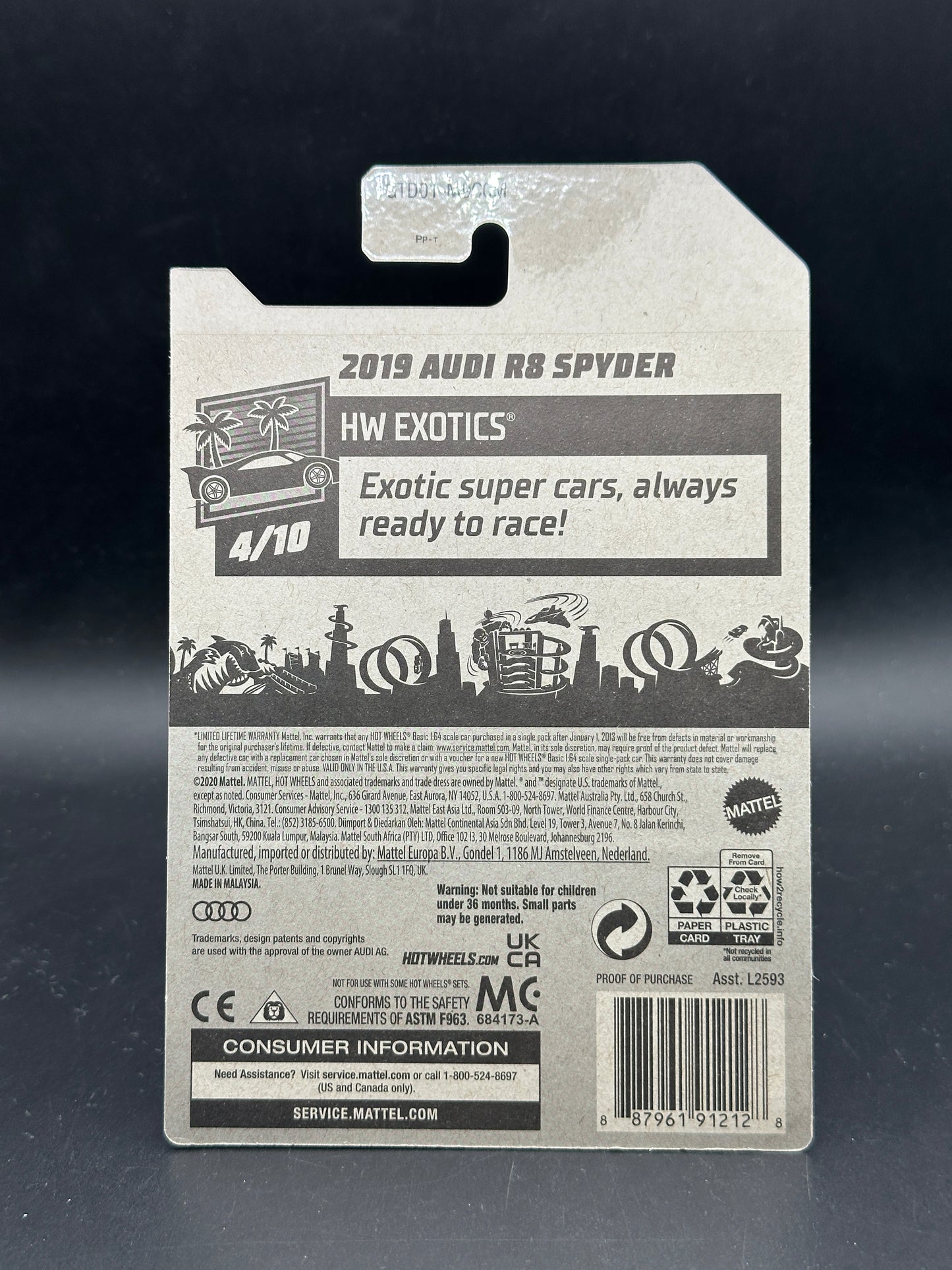 HOT WHEELS - 2019 AUDI R8 SYPDER (2019) - HW EXOTICS 4/10 - SUPER TREASURE HUNT