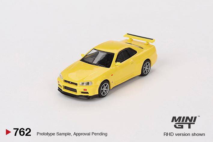 MINI GT - NISSAN SKYLINE GT-R (R34) V-SPEC - LIGHTNING YELLOW
