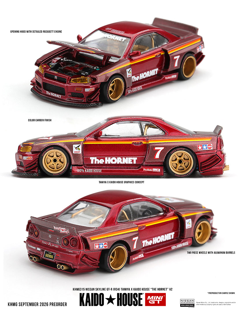 PRE-ORDER DEADLINE: SEPTEMBER 16 - KAIDO HOUSE - NISSAN SKYLINE GT-R (R34) TAMIYA x KAIDO HOUSE "THE HORNET" V2 - APRIL 2027