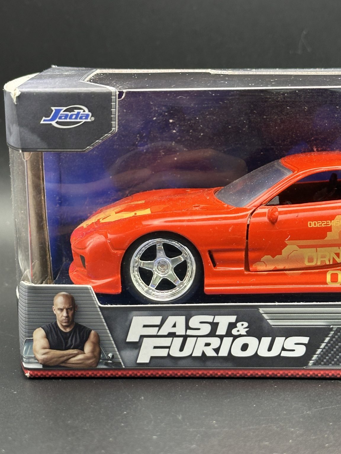 JADA DIECAST CARS - ORANGE JLS MAZDA RX-7 - FAST FURIOUS 1/32 SCALE