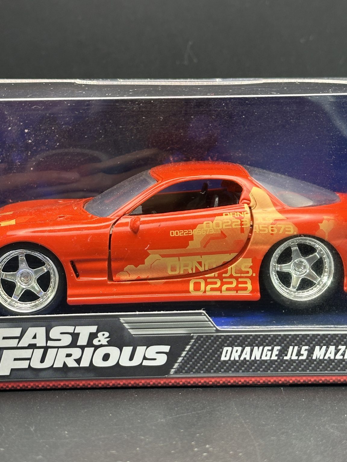 JADA DIECAST CARS - ORANGE JLS MAZDA RX-7 - FAST FURIOUS 1/32 SCALE