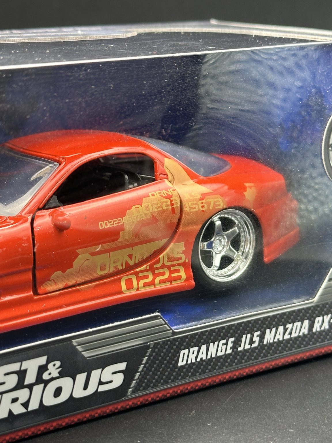 JADA DIECAST CARS - ORANGE JLS MAZDA RX-7 - FAST FURIOUS 1/32 SCALE