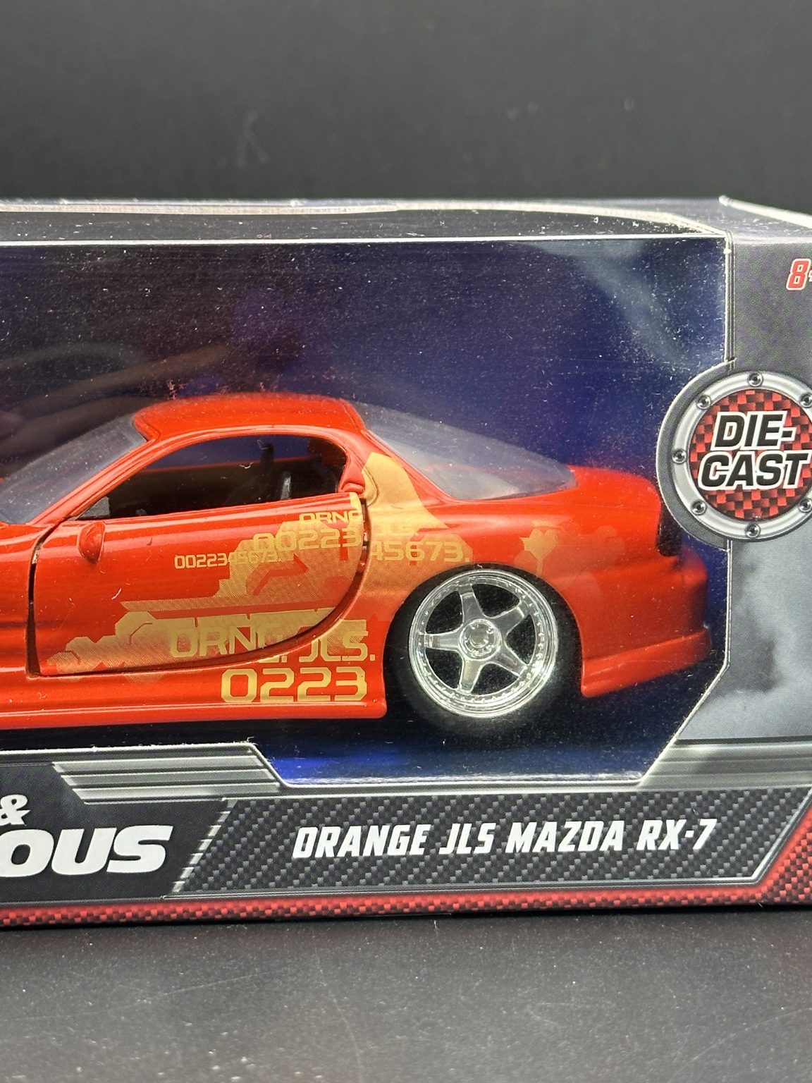 JADA DIECAST CARS - ORANGE JLS MAZDA RX-7 - FAST FURIOUS 1/32 SCALE