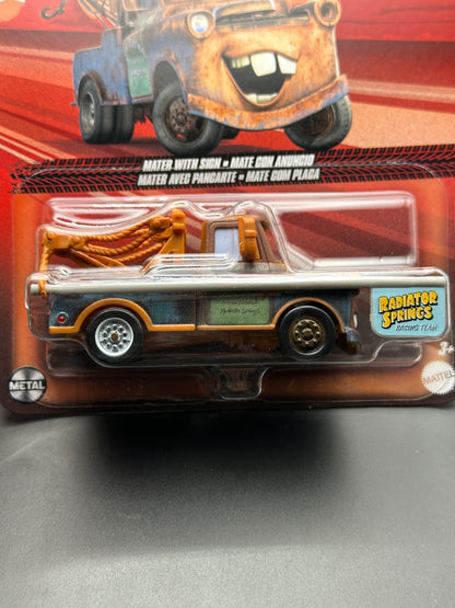 DISNEY PIXAR CARS - MATER WITH SIGN - CARS - DIECAST