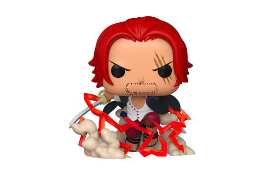 Funko Pop! vinyl figure with red hair and a weapon on a white background