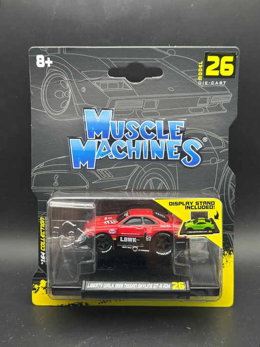 MUSCLE MACHINES - LIBERTY WALK 1999 NISSAN SKYLINE GT-R (R34) - MODEL 26 DIECAST