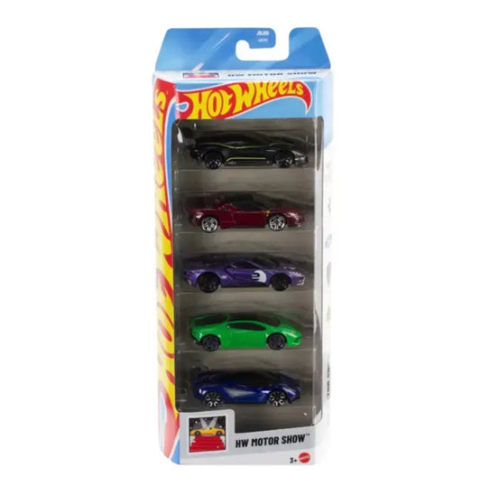 Hot Wheels toy car set in packaging with colorful design