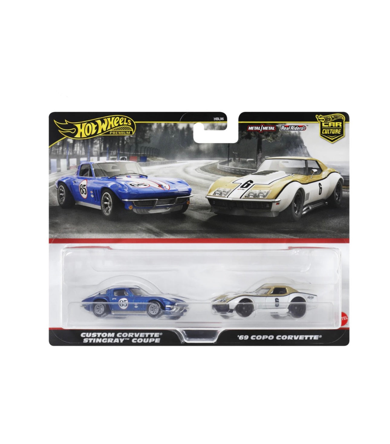 HOT WHEELS - CUSTOM CORVETTE STINGRAY COUPE - 69 COPO CORVETTE (2024) - 2 PACK - PREMIUM / CAR CULTURE