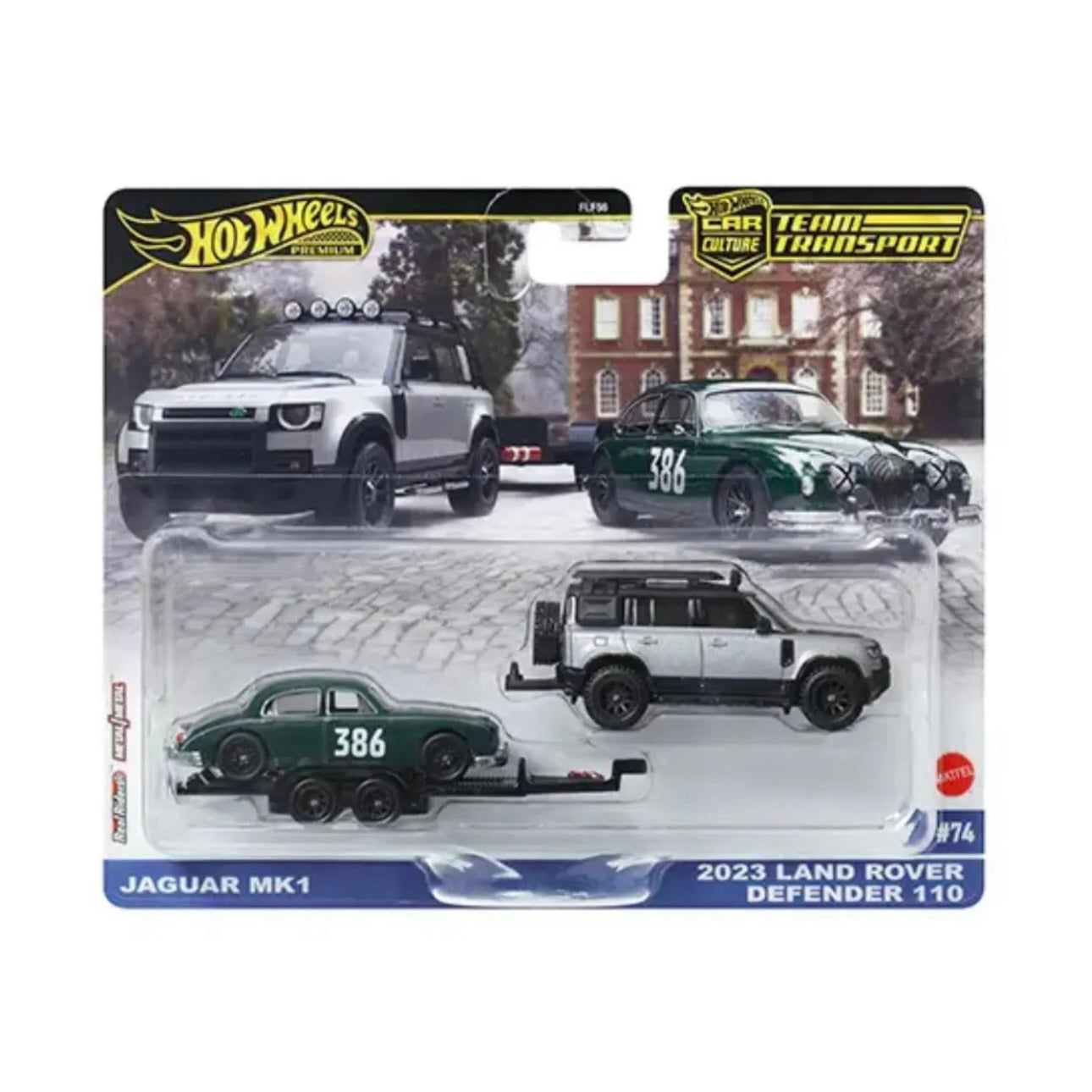 HOT WHEELS - JAGUAR MK1 / 2023 LAND ROVER DEFENDER 110 (2025) - TEAM TRANSPORT #74