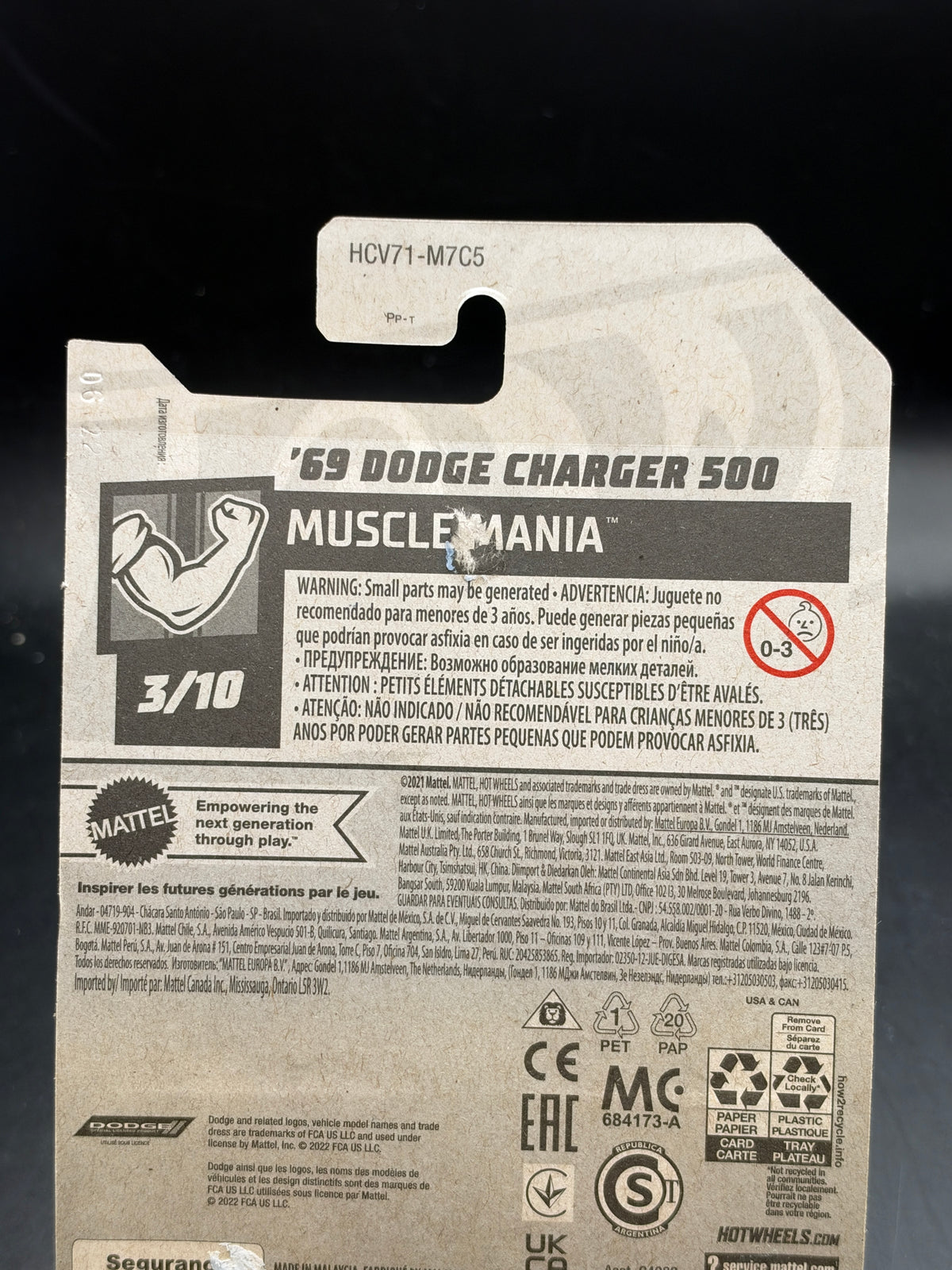 HOT WHEELS - 69 DODGE CHARGER 500 (2022) - HW MUSCLE MANIA 3/10