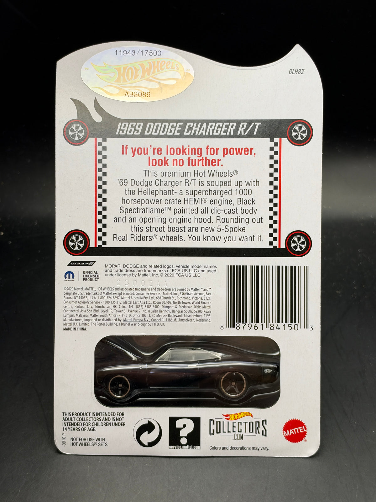 HOT WHEELS - 1969 DODGE CHARGER R/T (2020) - RLC EXCLUSIVE