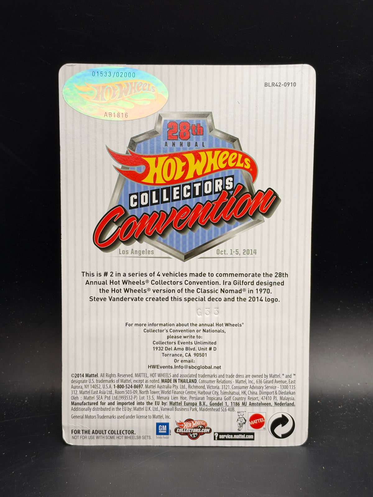 HOT WHEELS - CLASSIC NOMAD (2014) - HOT WHEELS 28th ANNUAL COLLECTORS CONVENSION