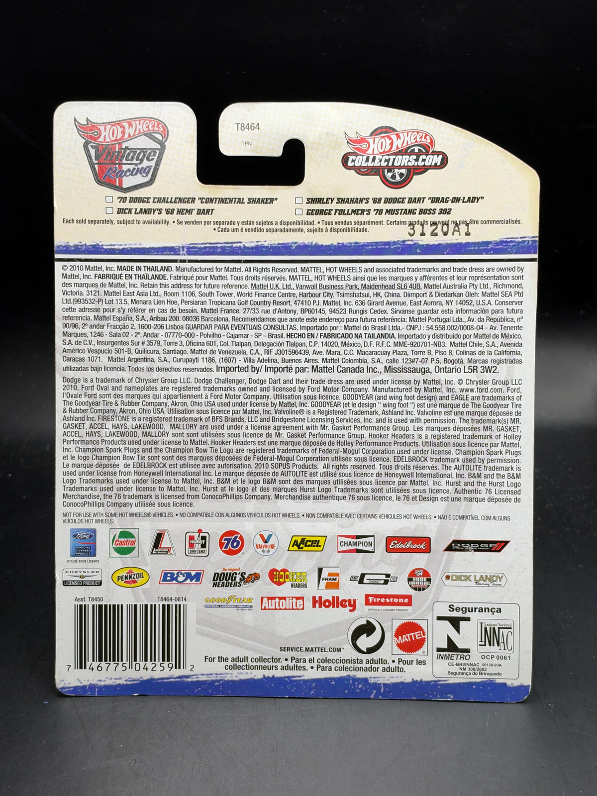 HOT WHEELS - SHIRLEY SHAHAN’S 68 DART “DRAG-ON-LADY” (2011) - VINTAGE RACING 7/30