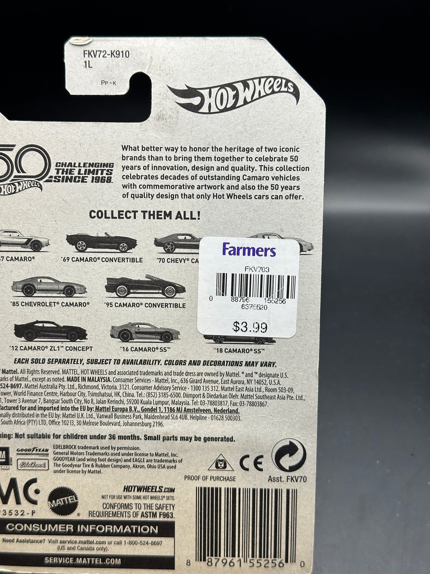 HOT WHEELS - 69 CAMARO CONVERTIBLE (2018) - HW 50th ANNIVERSARY CAMARO 2/10
