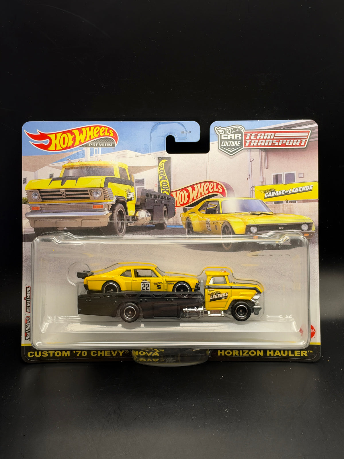 HOT WHEELS - CUSTOM 70 CHEVY NOVA / HORIZON HAULER (2022) LEGENDS TOUR TEAM TRANSPORT