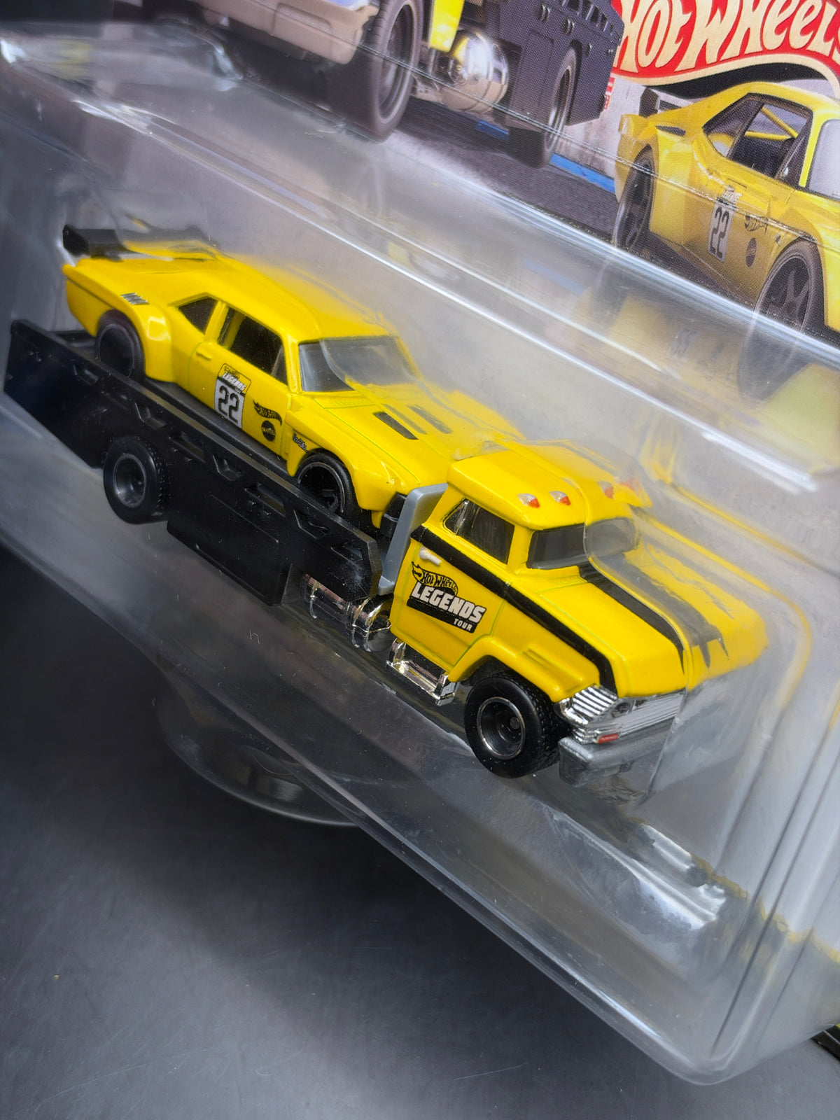HOT WHEELS - CUSTOM 70 CHEVY NOVA / HORIZON HAULER (2022) LEGENDS TOUR TEAM TRANSPORT