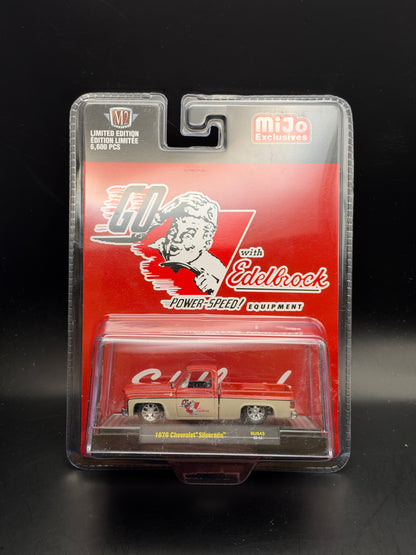 M2 MACHINES - MIJO EXCLUSIVES - 1979 CHEVROLET SILVERADO - MSJ43 - GO WITH EDELBROCK