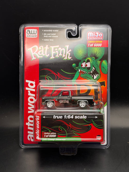 AUTO WORLD - MIJO EXCLUSIVES - 1981 CHEVY SILVERADO - RAT FINK - 1/64 SCALE