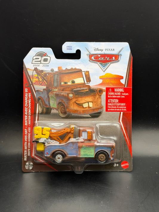 DISNEY PIXAR CARS 20th ANNIVERSARY - MATER WITH #95 HAT - DIECAST
