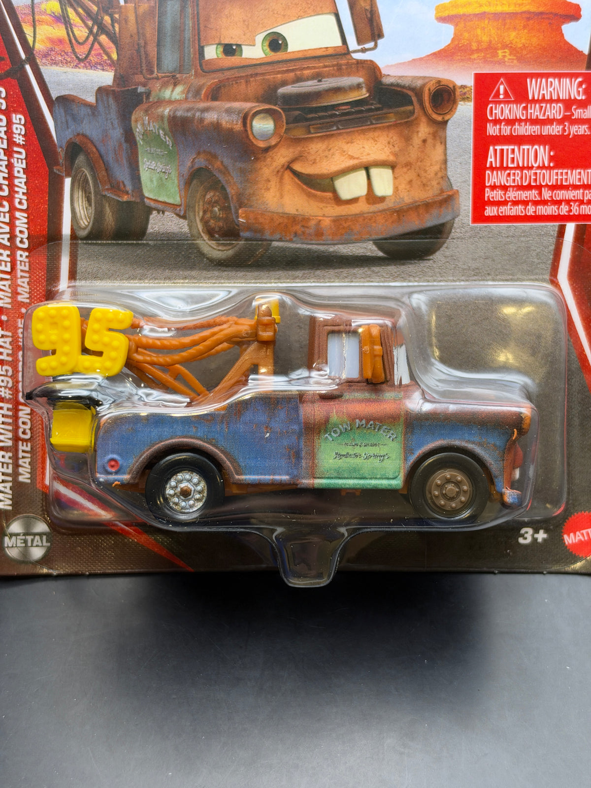 DISNEY PIXAR CARS 20th ANNIVERSARY - MATER WITH #95 HAT - DIECAST