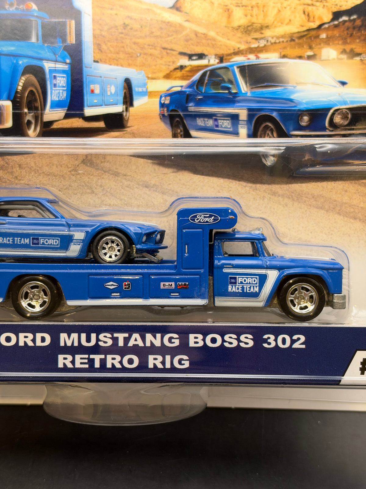 HOT WHEELS - 69 FORD MUSTANG BOSS 302 / RETRO RIG (2020) - TEAM TRANSPORT #19