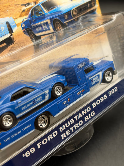 HOT WHEELS - 69 FORD MUSTANG BOSS 302 / RETRO RIG (2020) - TEAM TRANSPORT #19