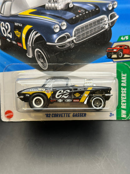HOT WHEELS - 62 CORVETTE GASSER (2025) - HW REVERSE RAKE 4/5 - SUPER TREASURE HUNT - DAMAGED CARD
