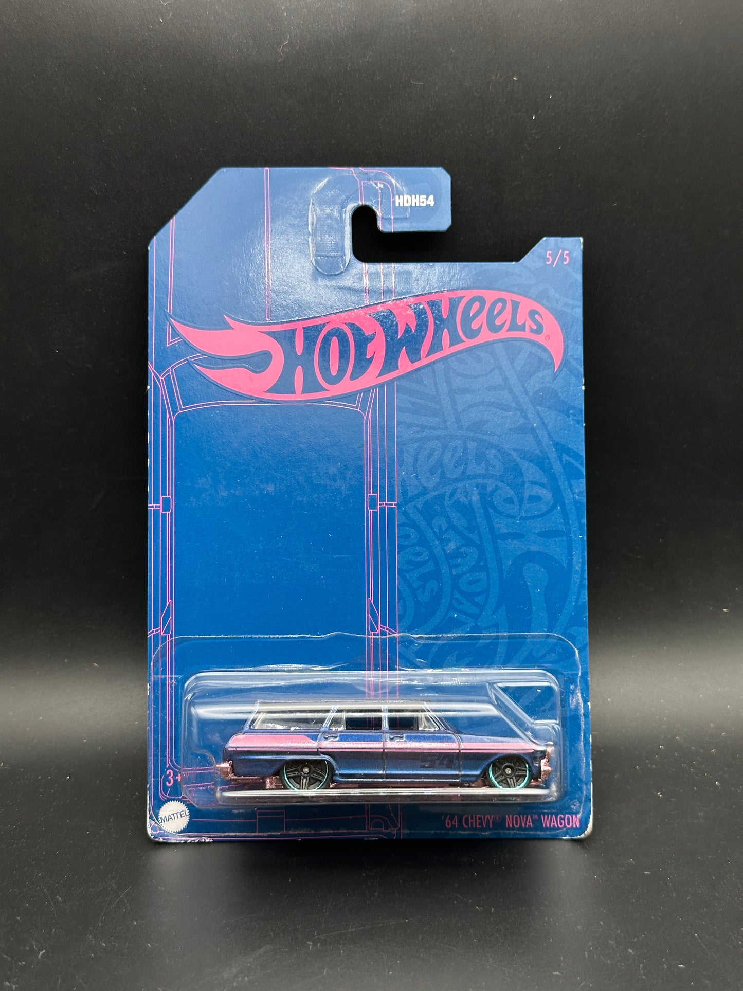 HOT WHEELS - 64 CHEVY NOVA WAGON (2022) - ANNIVERSARY BLUE AND PINK SERIES 5/5