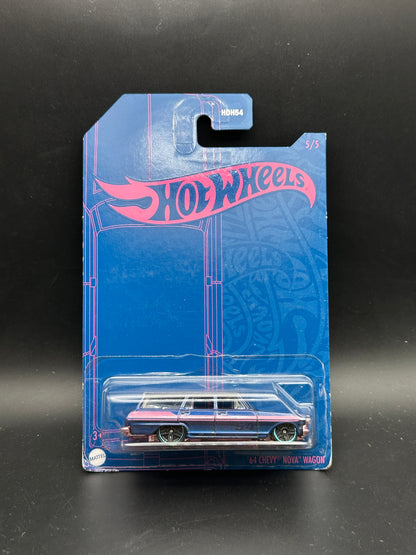 HOT WHEELS - 64 CHEVY NOVA WAGON (2022) - ANNIVERSARY BLUE AND PINK SERIES 5/5
